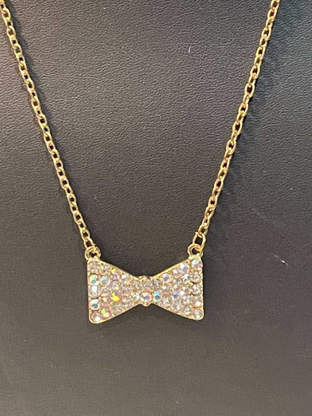Gold Bow Crystal Pendant Necklace - Women Jewelry